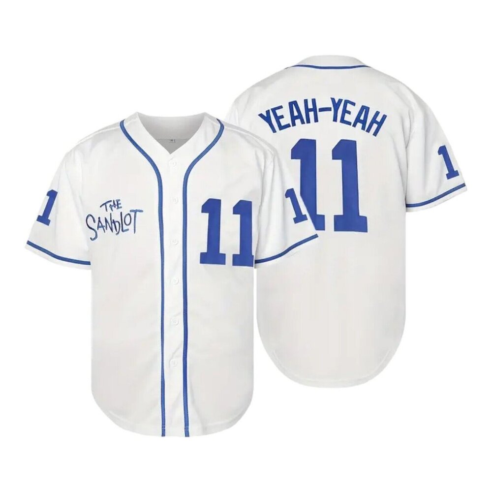 Sandlot Baseball Jersey Yeah-Yeah #11 Stitched White / Blue Men's